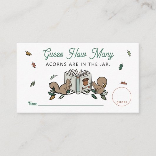 ウッドランド・ストーリーブックは赤ちゃんシャワーのゲームの数を推測 エンクロージャーカード (正面)