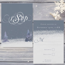 ウッドランド ダスティブルーとホワイトの冬の雪の結婚式