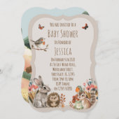 ウッドランド テーマ ニュートラル ベビーシャワー 招待状 (正面/裏面)