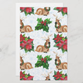 ウッドランド・デアーズ・イン・ウォーター・カラー・クリスマス 便箋 (正面/裏面)