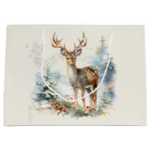 ウッドランド・ディアーの名前を追加クリスマス2つのシーン ラージペーパーバッグ (正面)