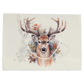 ウッドランド・ディアーの名前を追加クリスマス2つのシーン ラージペーパーバッグ (裏面)