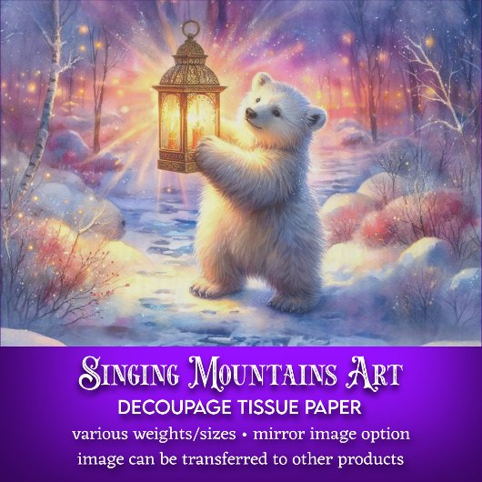 ウッドランド・デコパージュの魔法のホッキョクグマ&ランタン 薄葉紙