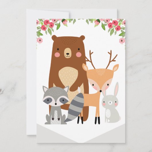 ウッドランド ハイチェア 1歳 誕生日 バナー（左） 招待状 (正面)