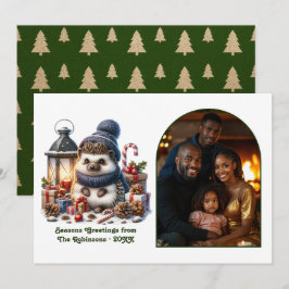 ウッドランド・ハリネズミのあったかもり森のクリスマスフォト シーズンカード