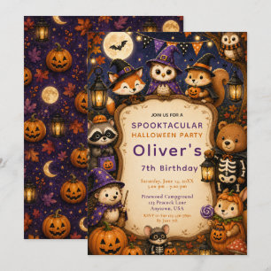 ウッドランド・ハロウィン・バースデーパーティー 招待状