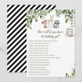 ウッドランド・バースデーゲーム - 誕生日の女の子を知っているのは誰？ 招待状 (正面/裏面)