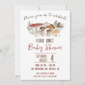 ウッドランド・フェアリー、キノコをテーマにした赤ちゃんシャワー 招待状 (正面)