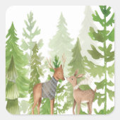 ウッドランド・フォレストのかわいいベビー・デアーズ スクエアシール (正面)