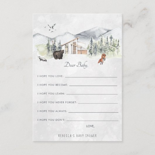 ウッドランド・フォレストのベイビーアドバイスカード | 願い エンクロージャーカード (正面)
