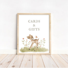 ウッドランド・フォレスト赤ちゃんシャワーカード&ギフトサイン ポスター