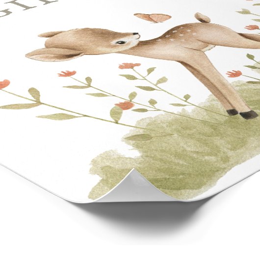 ウッドランド・フォレスト赤ちゃんシャワーカード&ギフトサイン ポスター (角)