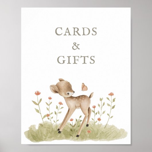 ウッドランド・フォレスト赤ちゃんシャワーカード&ギフトサイン ポスター (正面)
