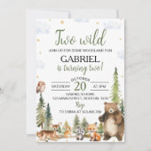 ウッドランド・フォレスト・アニマルズ2歳の誕生日 招待状 (正面)