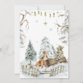 ウッドランド・フォレスト・ウィンター |クリスマス誕生日パーティー 招待状 (裏面)
