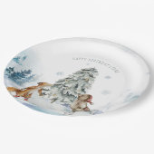 ウッドランド・フォレスト・ウィンター・クリスマス・バースデーパーティー ペーパープレート (アングル)