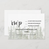 ウッドランド フォレスト ウェディング グリーン 出欠カード (正面/裏面)
