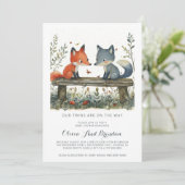 ウッドランド・フォレスト・ツインズ赤ちゃんシャワー 招待状 (スタンド正面)