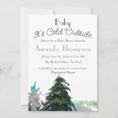 ウッドランド・フォレスト・ツリーの赤ちゃんシャワーの外が寒い 招待状 (正面)