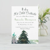ウッドランド・フォレスト・ツリーの赤ちゃんシャワーの外が寒い 招待状 (スタンド正面)