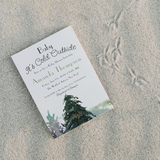 ウッドランド・フォレスト・ツリーの赤ちゃんシャワーの外が寒い 招待状
