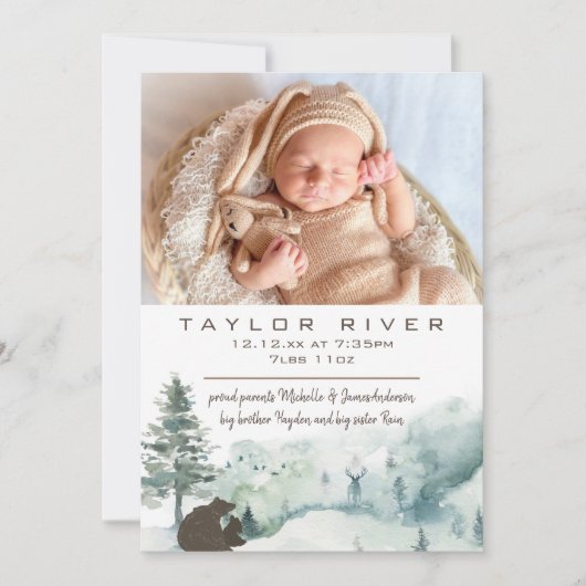 ウッドランド・フォレスト・パイン写真誕生のお知らせ 案内状 (正面)