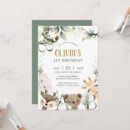 ウッドランド・フォレスト・フレンズの誕生日招待状 招待状