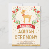 ウッドランド フォレスト フローラル ゴールド ガール 鹿 アキカ 招待状 (正面)