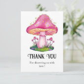 ウッドランド・フォレスト・マッシュルームの赤ちゃんシャワー サンキューカード (スタンド正面)