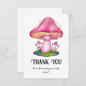 ウッドランド・フォレスト・マッシュルームの赤ちゃんシャワー サンキューカード (正面/裏面)