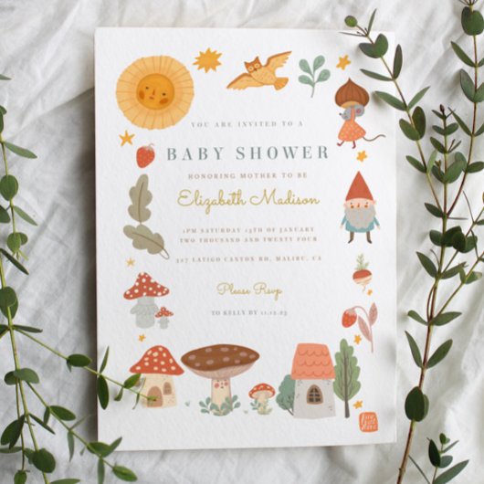 ウッドランド・フォレスト・マッシュルーム・ベビーシャワー招待状 招待状