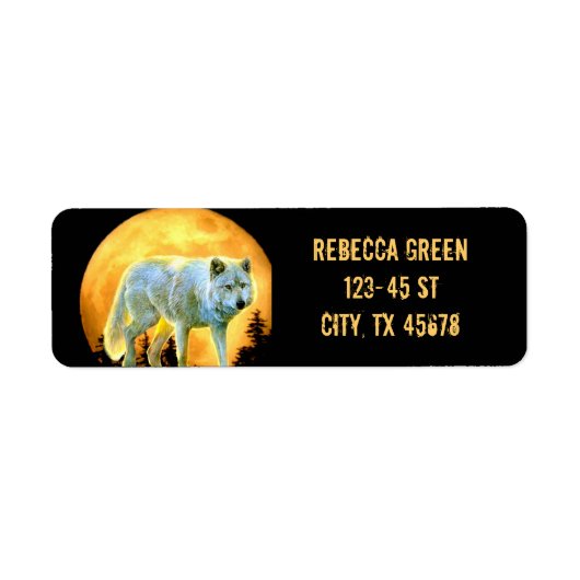 ウッドランド・フォレスト・ムーンライト満月のオオカミ ラベル (正面)