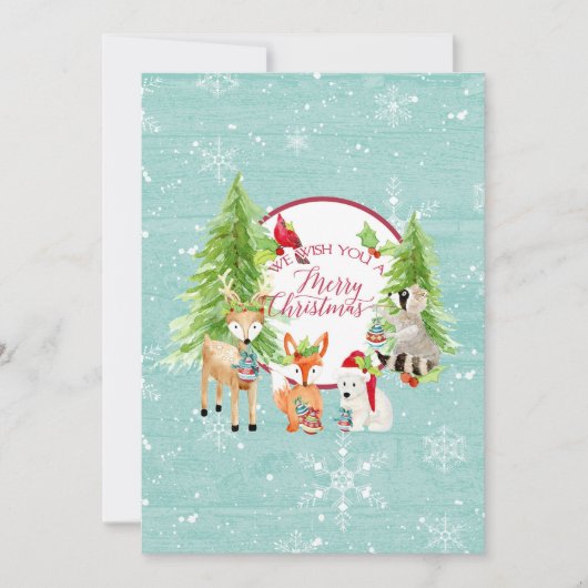 ウッドランド・フォレスト・メリークリスマスモダン写真 シーズンカード (正面)