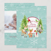 ウッドランド・フォレスト・メリークリスマスモダン写真 シーズンカード (正面/裏面)
