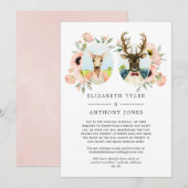 ウッドランド フォレスト 鹿のウェディング 減少したゲストリスト 案内状 (正面/裏面)