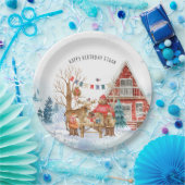 ウッドランド・フレンズ冬のクリスマスバースデーパーティー ペーパープレート (パーティー)