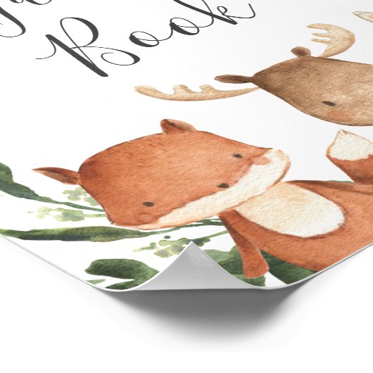 ウッドランド・フレンズ赤ちゃんシャワーゲストブックサイン ポスター (角)