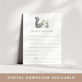 ウッドランド・フレンズ赤ちゃんシャワー願いカード 招待状