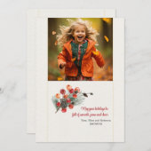 ウッドランド ブーケ フォト ホリデー カード (正面/裏面)