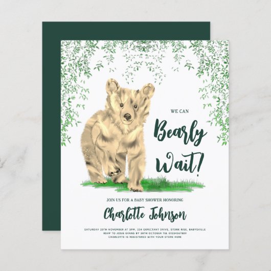 ウッドランド・ベア・キューブを待つことができる (正面/裏面)