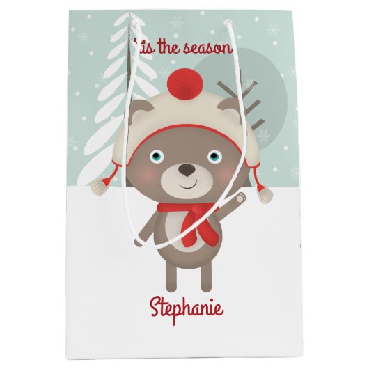 ウッドランド・ベア・クリスマス ミディアムペーパーバッグ (正面)