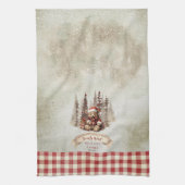 ウッドランド・ベア・来クリスマスが待つ キッチンタオル (縦)