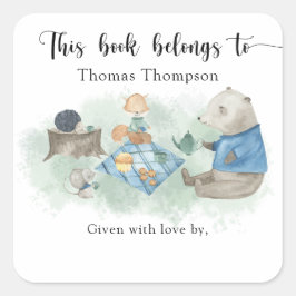 ウッドランド・ベビーシャワー – この本は次の物に属する スクエアシール