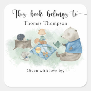 ウッドランド・ベビーシャワー – この本は次の物に属する スクエアシール