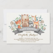 ウッドランド·ベビー·シャワー|森林お洒落動物 招待状 (正面)
