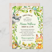 ウッドランド·ベビー·シャ男女兼用ワー 招待状 (正面/裏面)