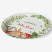 ウッドランド・マッシュルームのファジー・バニー・ベイビー・シャワー ペーパープレート (アングル)