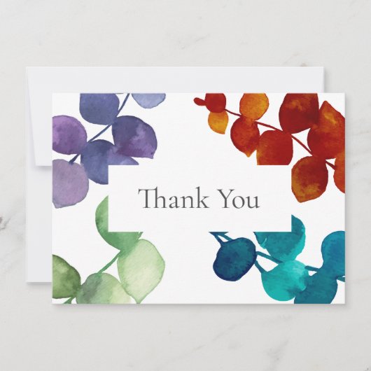 ウッドランド ユーカリの葉の感謝 サンキューカード (正面)