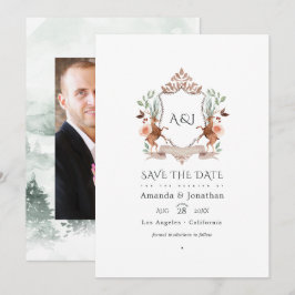 ウッドランド ラウレル クレスト モノグラム ウェディング フォト セーブザデート