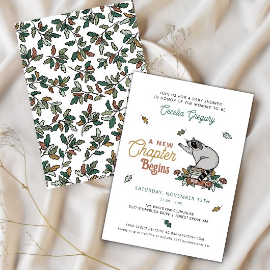 ウッドランド・ラクーン新しいチャプターが赤ちゃんシャワーを開始 招待状